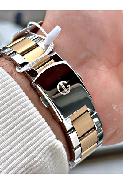 DAVID GUNER Fonksiyonlu Gümüş-Altın Renk Çelik Kordon Erkek Kol Saati 8410D10