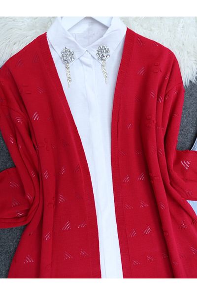 Modamorfo Fuchsia Openwork Araboy Knitwear Cardigan