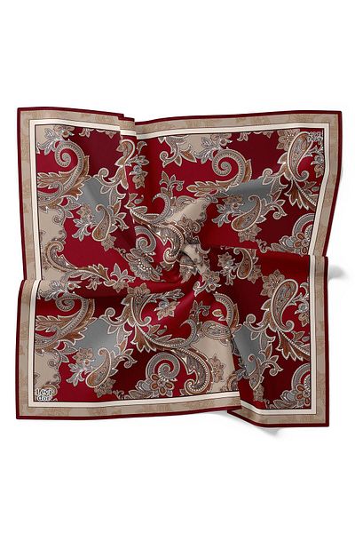 Levidor Eșarfă din mătase twill cu motiv burgundy