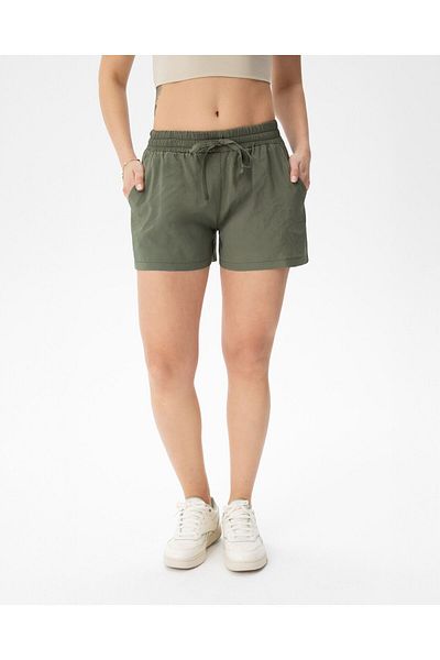 Ayma Active Khaki Women's Mini Pocket Lace-Up Modal Shorts