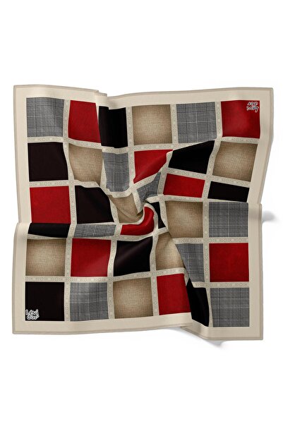 Levidor Beige Ethnic Pattern Twill Silk Scarf