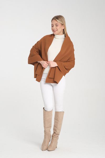 Wega Moda Plain Knitwear Knit Shoulder Shawl, Women's Stylish Comfortable Winter Shoulder Shawl, Shoulder Accessory, Puffy Scarf Shoulder Shawl