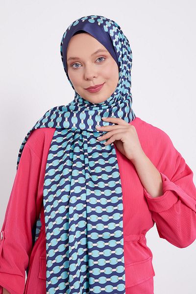 Levidor Navy Blue Ellipse Pattern Angel Shawl
