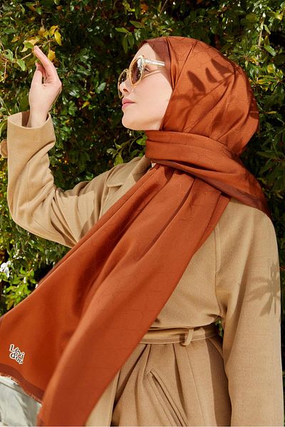 Levidor Coffee Honeycomb Pattern Monogram Silk Shawl