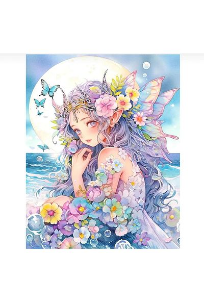 OZN AKSESUAR 5D Diamond Stone Embroidered - 27X33 cm Flower Pattern Girl