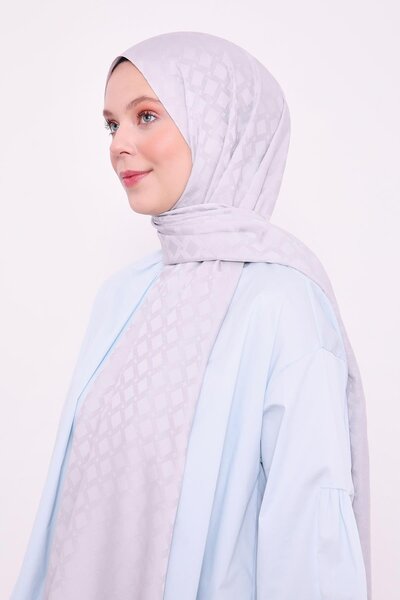 Levidor Silver Diamond Pattern Blue Jacquard Shawl
