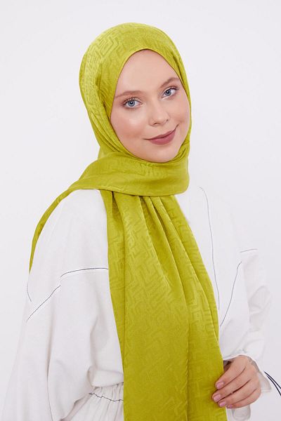 Levidor Lime Labyrinth Pattern Jacquard Janjan Shawl