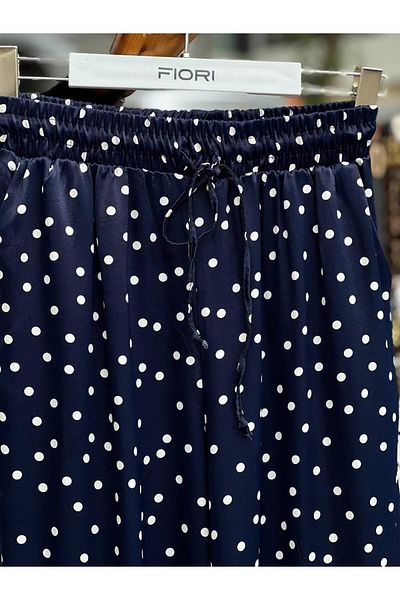 Fiori Pantaloni din satin cu talie elastică cu buline