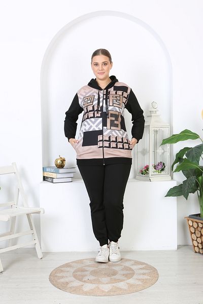 XL Modam Women's Large Size Stone Print Bottom Top Suit