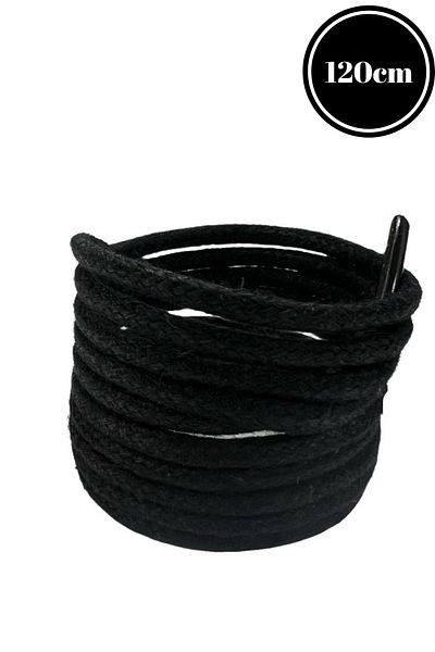 Mag Shoes Care Black Round Waxed Shoelaces. 120cm. 1 Pair. 2 Pieces.
