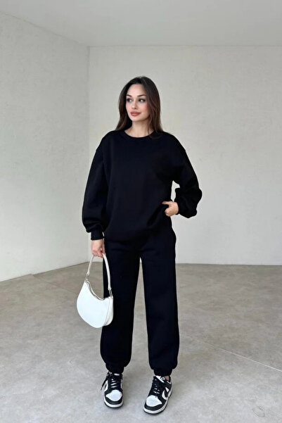 YAKAMEL Γυναικείο σετ φόρμας με λαιμόκοψη 3 νημάτων Oversize