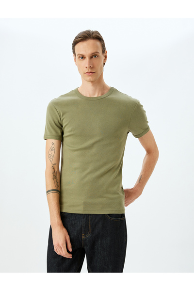 Koton Kısa Kollu Bisiklet Yaka Pamuklu Slim Fit Tişört