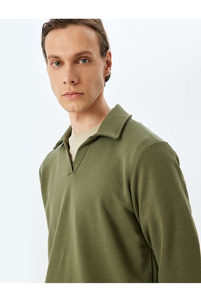 Koton Ανδρικό φούτερ Polo Neck Khaki 5sam70007mk