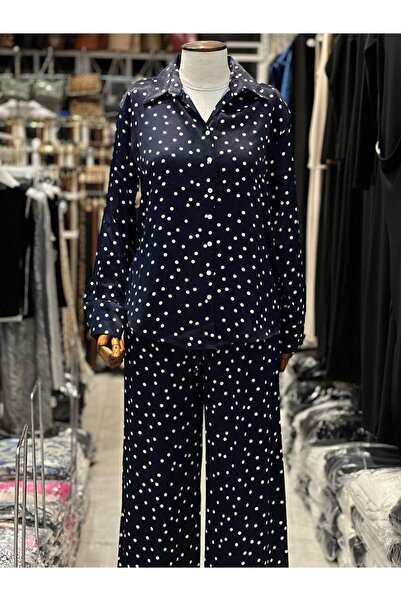 Fiori Polka Dot Satin Trousers with Elastic Waist