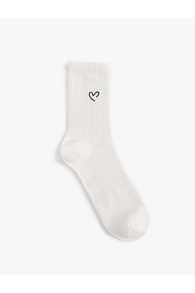 Koton Heart Embroidered Socks