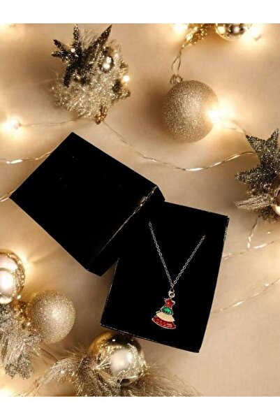 Zekids Yılbaşı Temalı Yıldızlı Çam Ağacı Charmlı Kutulu Kolye