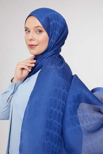 Levidor Şal Janjan Jacquard cu model geometric albastru denim