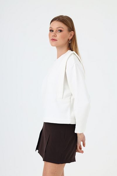 NATUFIAN STORE Women's Deep Shoulder Detailed 3 Thread Sweatshirt