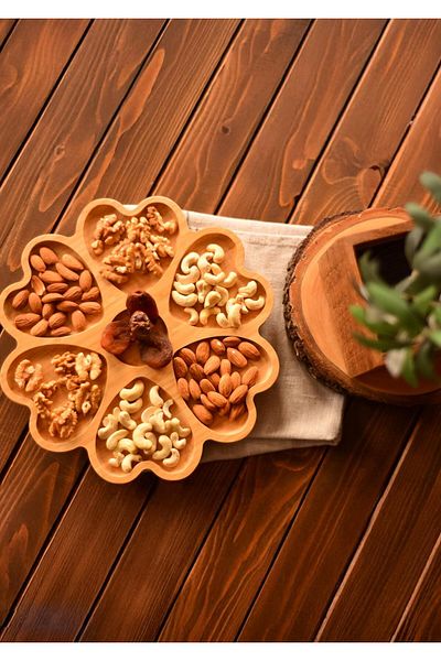 HomeTarz 30cm Wide Bamboo Presentation Plate with Swivel Stand - for Sugar Bowl and Breakfast