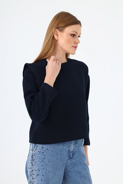 NATUFIAN STORE Women's Deep Shoulder Detailed 3 Thread Sweatshirt