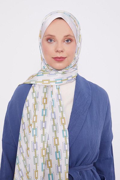 Levidor Beige Square Chain Pattern Angel Shawl