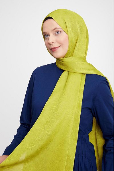 Levidor Lime Hologram Pattern Jacquard Janjan Shawl