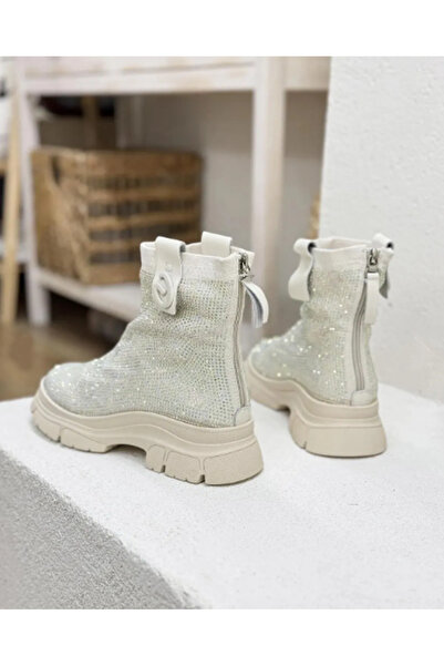 Guja 24K442 Bej Krem Ten Taşlı Streç Rahat Slip On Tasarım Ortopedik Suya Dayanıkl Şık Kışlık Bot Ayakkab