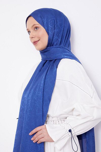 Levidor Şal Janjan Jacquard cu model bar albastru denim