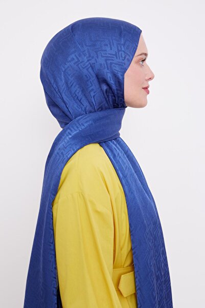 Levidor Kot Mavi Labirent Desen Jakarlı Janjan Şal