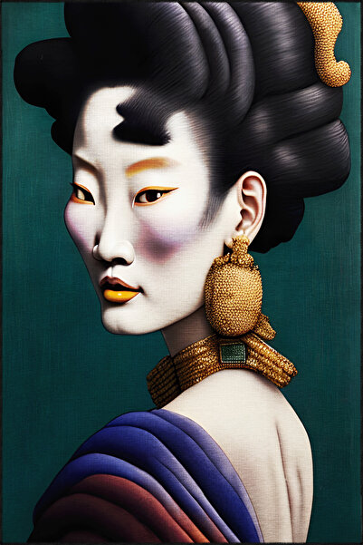 Rugs Modern Halı Συλλογή Dido 2 Πράσινο θεματικό έθνικ γυναικείο πορτρέτο με ...