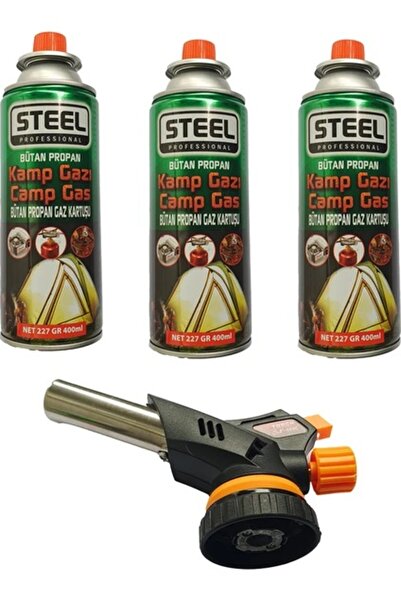 EksikSepeti 1300 Derece Profesyonel Pürmüz Çakmak Başlık + Kamp Kartuş 3 Adet