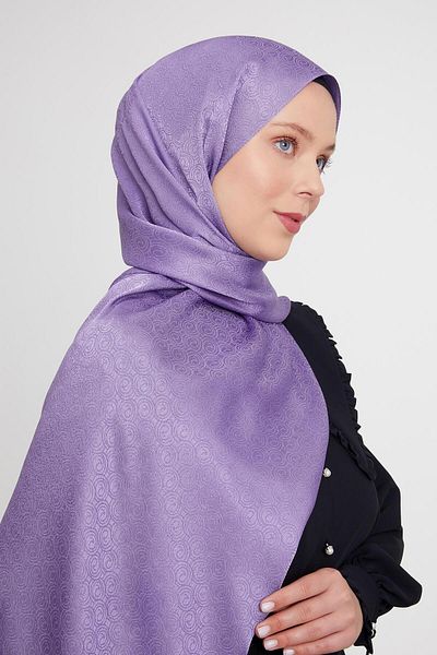 Levidor Purple Round Pattern Jacquard Janjan Shawl