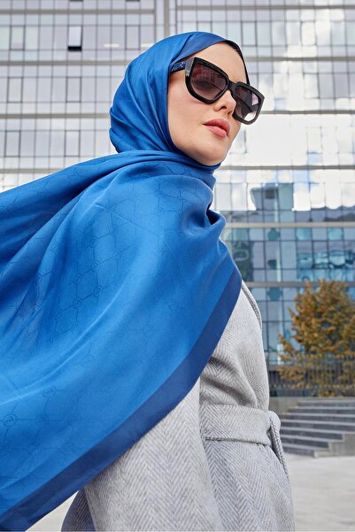 Levidor Indigo Honeycomb Pattern Monogram Silk Shawl