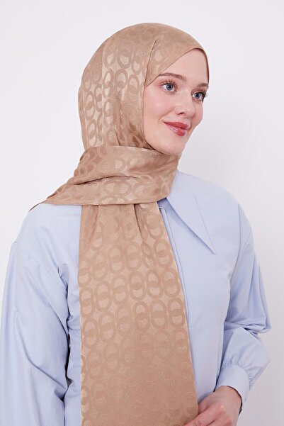 Levidor Sütlü Kahve Halka Desen Jakarlı Janjan şal