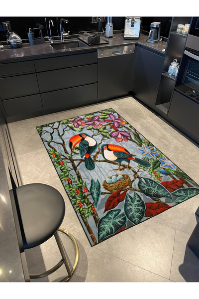Rugs Modern Halı Dal Desenli Kuş Modern Dokuma Taban ve Dekoratif Halı miravi...