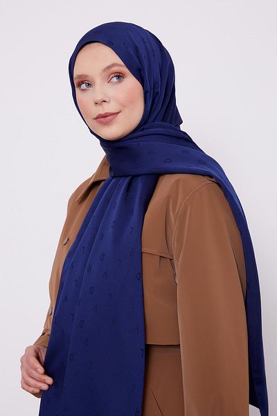 Levidor Navy Blue Lvd Printed Blue Jacquard Shawl