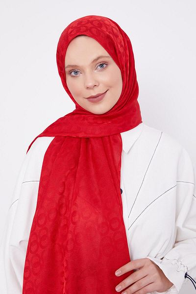 Levidor Red Ring Pattern Jacquard Janjan Shawl