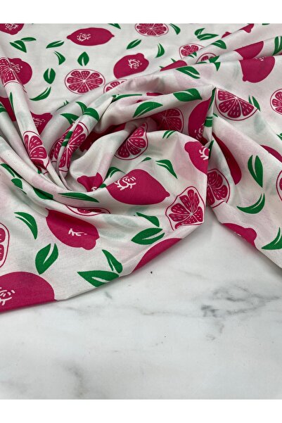 ipekkumaş قماش بوبلين قطن بنمط الليمون يباع بالقطعة 1 قطعة 1 متر