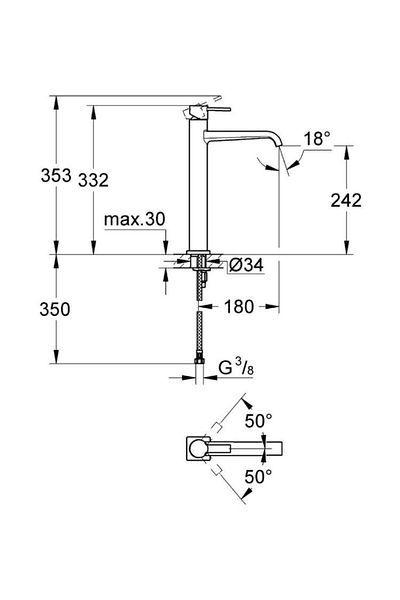 Grohe Allure Single Single Controlled Bowl Sink Faucet -23403000