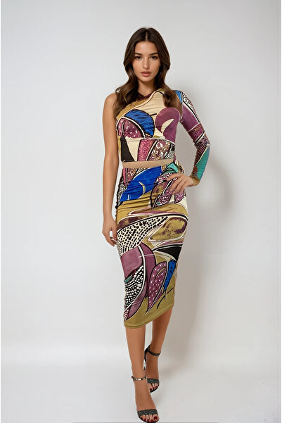 MsIconic Ms Iconic Store Patterned Single Shoulder Blouse Skirt