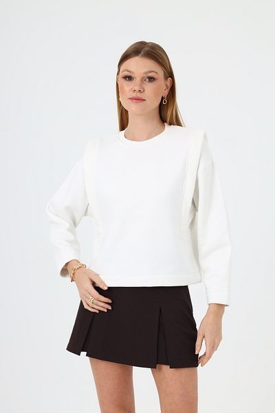 NATUFIAN STORE Women's Deep Shoulder Detailed 3 Thread Sweatshirt