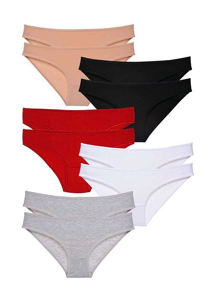 Easy Tedarik 10 Pieces Eco Set Lycra Women's Slip Panties Multi Color
