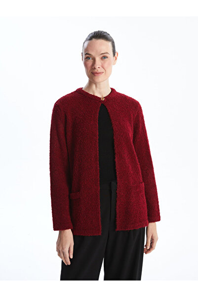 LC Waikiki سترة نسائية محبوكة برقبة دائرية حمراء