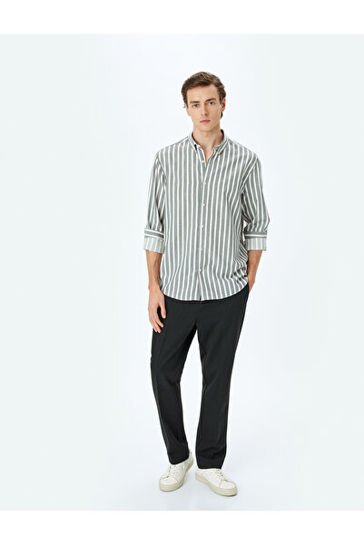 Koton Прилепнала риза с дълги ръкави и яка с копчета