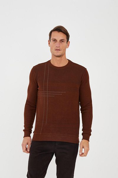Maccali Ανδρικό φούτερ LuxeCore Crew Neck Comfort Basic καφέ