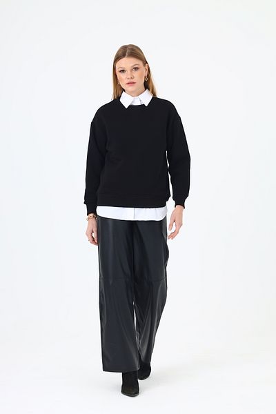 NATUFIAN STORE Women's Basic Crew Neck 3 Thread Sweatshirt