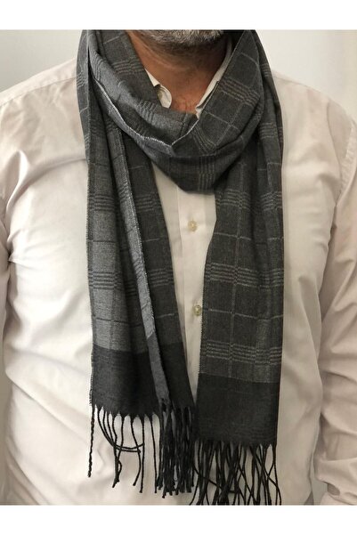 sema aksesuar Ανδρικό ριγέ κασκόλ σε γκρι αποχρώσεις με φούντες - Πρωτοχρονιάτικο χριστουγεννιάτικο δώρο