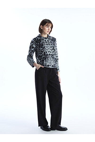 LC Waikiki Lcw Vision Polo Neck Leopard Patterned Women's Knitwear Cardigan