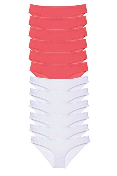 Easy Tedarik 12 Pieces Eco Set Lycra Women's Slip Panties Fuchsia White