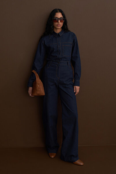 Mathilda Store Limited Edition Denim Görünümlü Palazzo Pantolon